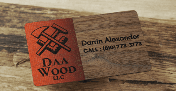 Black Walnut Wood Business Cards. | Made from REAL WOOD. | Contact us.